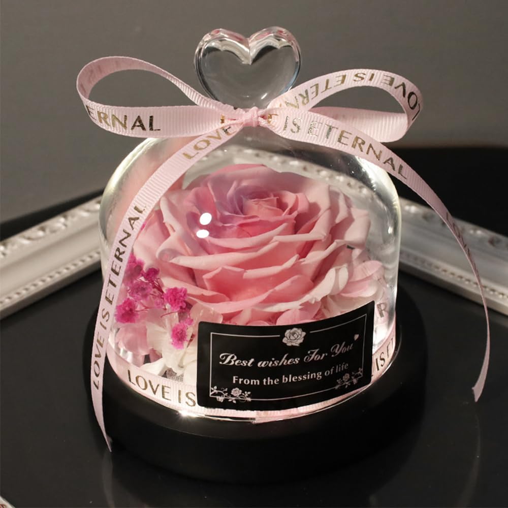 Amazon｜プリザーブドフラワー バラ LEDライト付き ガラスドーム
