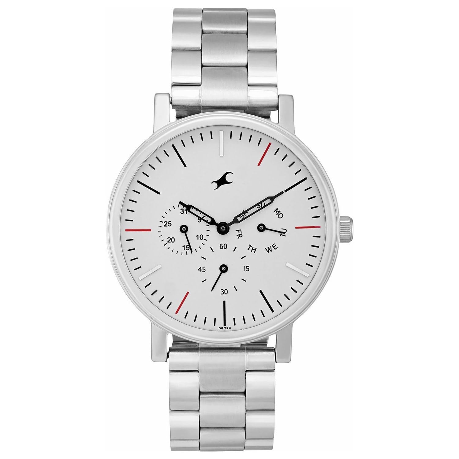 fastrack Multifunction White Round Dial Steel Colour Stainless Steel Strap Mens Watch - NT3276SM03-picture-29