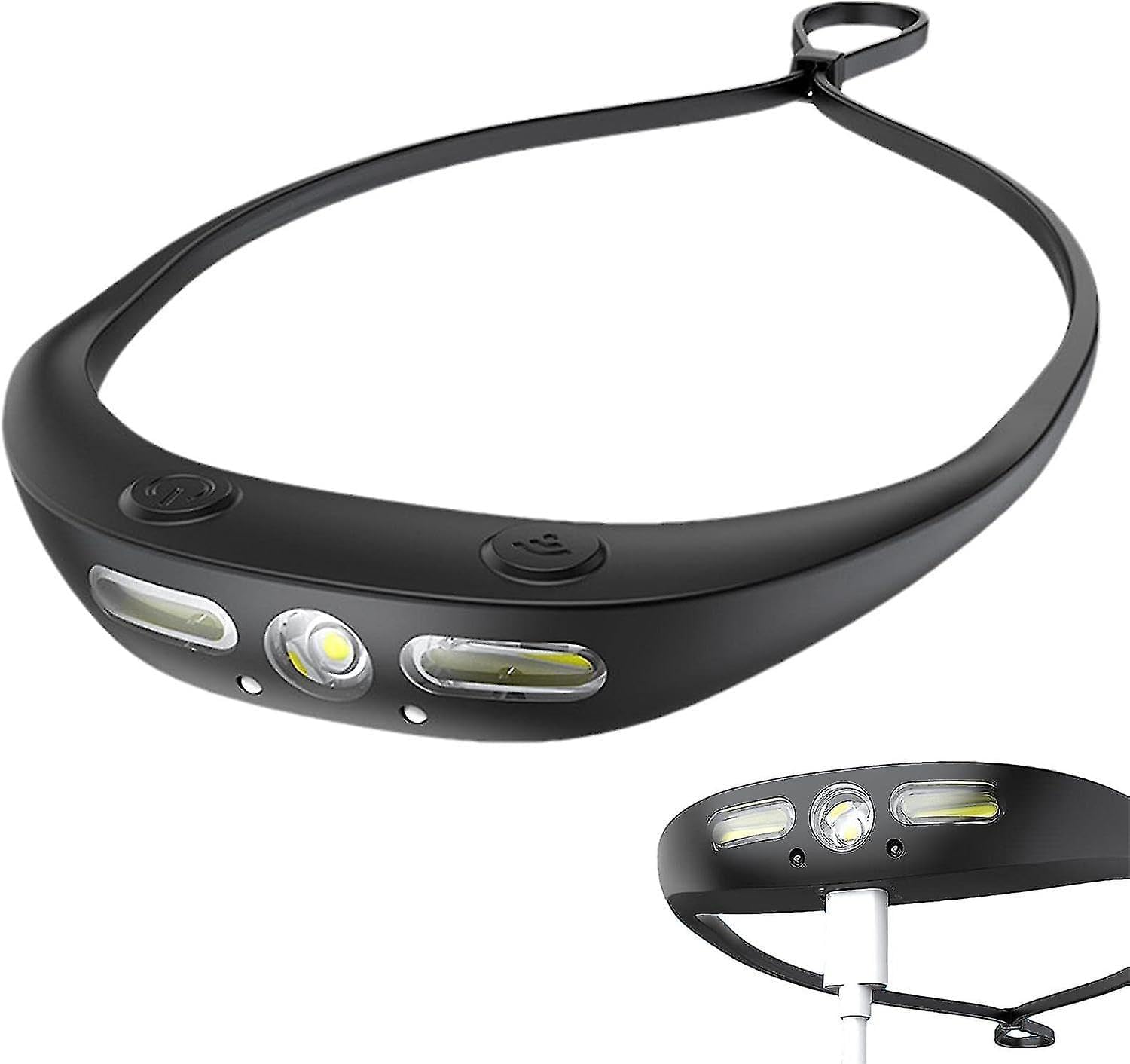 Motion Sensor LED + 2COB Head Torch USB Rechargeable Waterproof Headlamp Flashlight 350 Lumen Silicone Head Lamp for Swimming, Cycling, Camping & Trekking-image-12