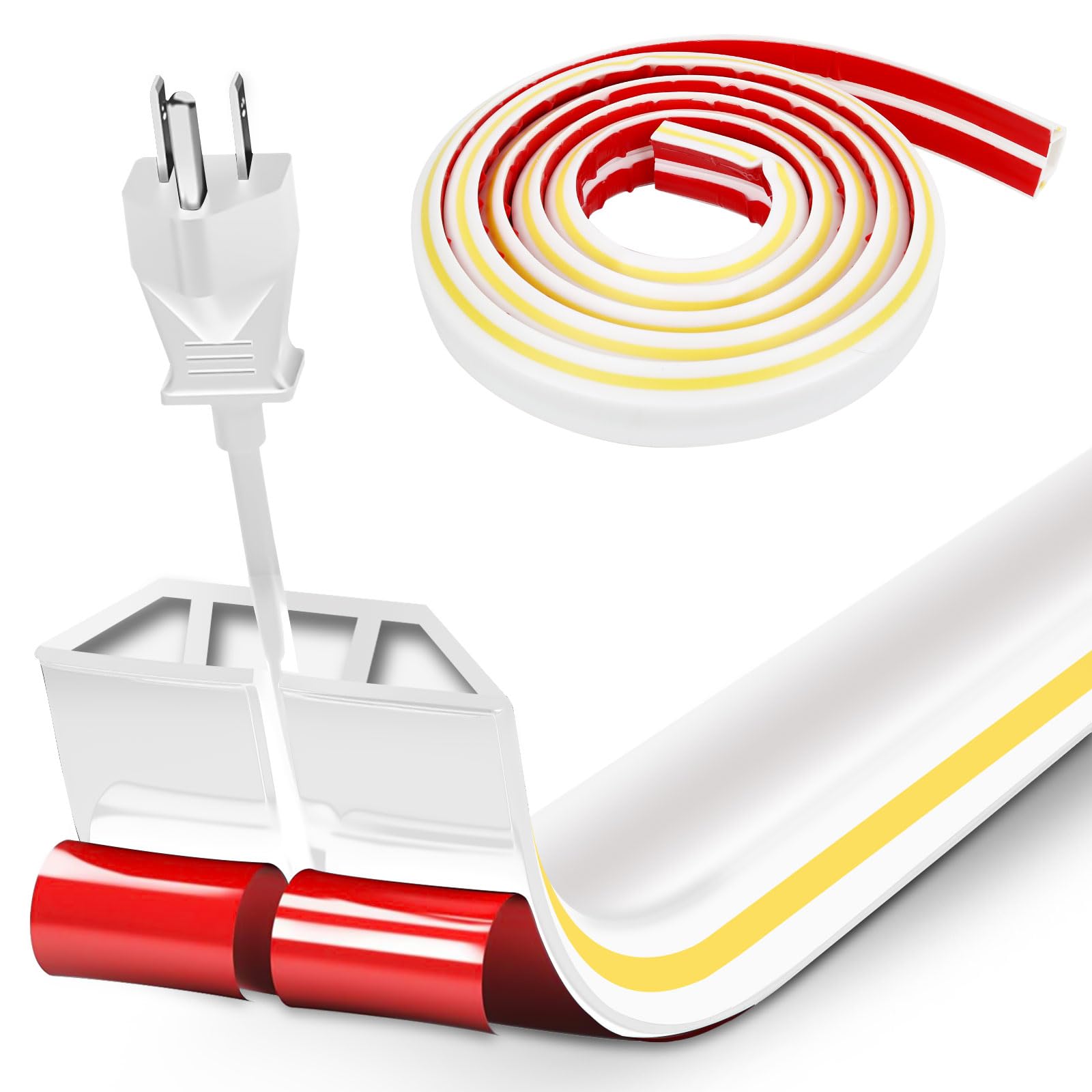 Protezione Cavi A Pavimento 3 Metri - Bianco, Autoadesiva, Silicone, Larghezza 5 Cm - Foto 8