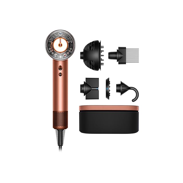 Dyson Supersonic Nural hair dryer in vinca blue with five included styling attachments