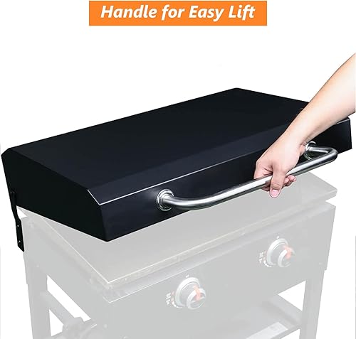 Miniatura 3 de Tapa de plancha para parrilla Blackstone de 28 pulgadas, parrilla con tapa con bisagras para exteriores, cubierta dura con asa para 28 pulgadas,