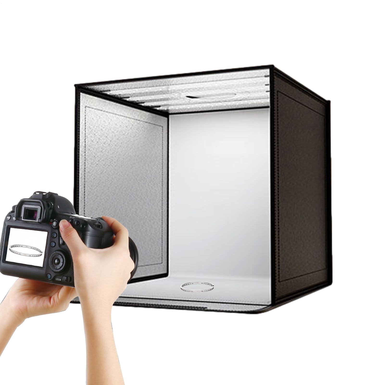 Scatola Luminosa Fotografica – Studio Fotografico Pieghevole, Tenda Con Illuminazione A LED, Oggetti Di Scena 44x44 Cm Con Funzione Di Illuminazione Soffusa | Gioielli Per Il Trucco Artigian
