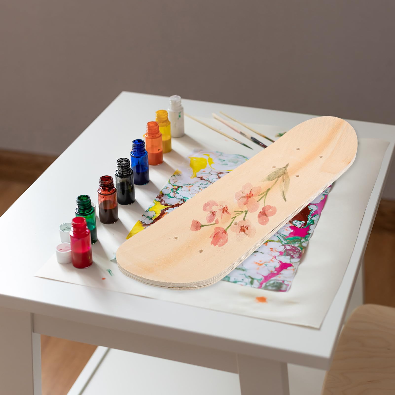 Anneome 3 Stück Blank Skateboard Deck aus Leichtem Ahornholz Doppelseitig Roh für DIY Graffiti Malerei Robustes zum Kreativen Bemalen