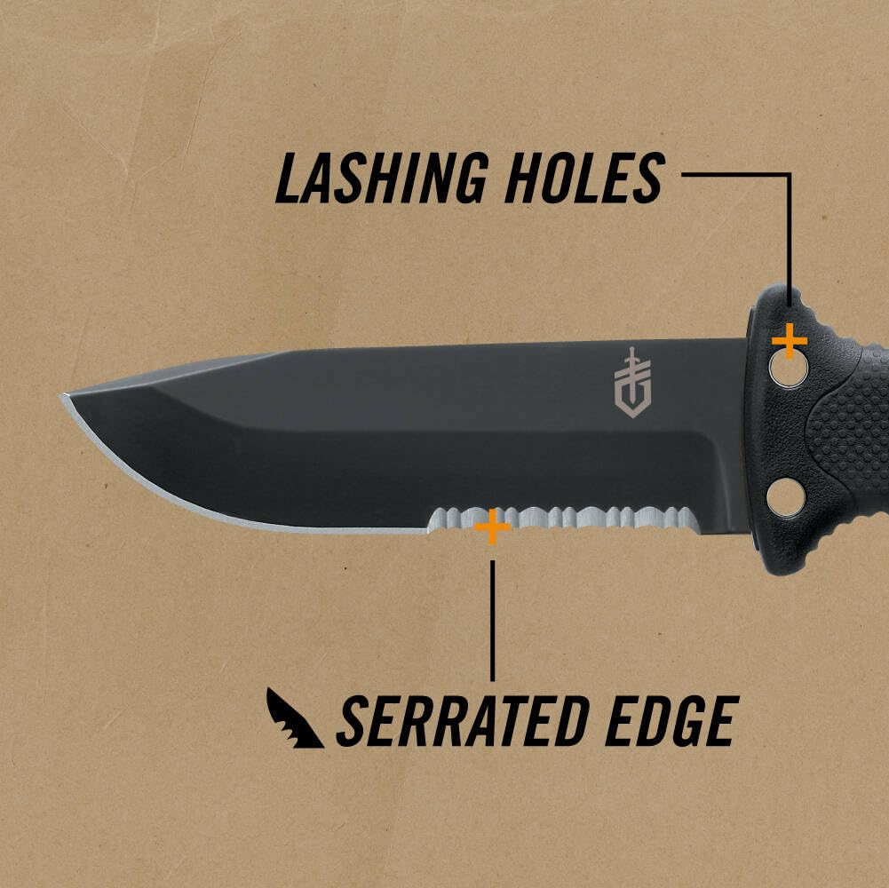 Gerber Coltello da sopravvivenza parzialmente seghettato e fodero da coscia