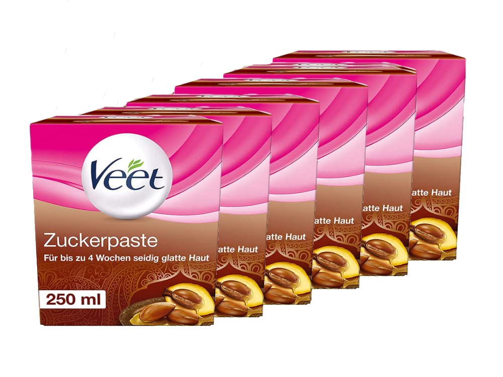 Sugaring Zuckerpaste zur Haarentfernung 6er Pack für spürbar glatte Haut für bis zu 4 Wochen Veet Zuckerpaste 6x250ml