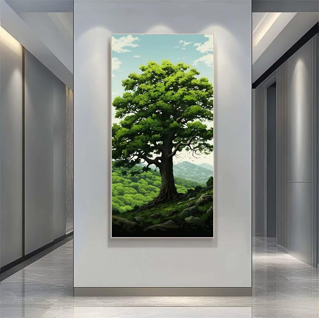 Tree Diamond Art Kits Adults Large 5D Landscape Diamond Painting Kits, DIY Full Drill Crystal Art Rhinestone Embroidery Cross Stitch Arts and Crafts for Adults 39.4x78.7 Inch/100x200 cm -LR1104
