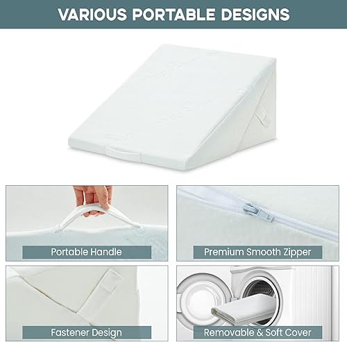 Miniatura 3 de Loeysu Almohada plegable de cuña para dormir ajustable de 9 y 12 pulgadas, almohada plegable de cuña de cama, sistema de cuña triangular de espuma