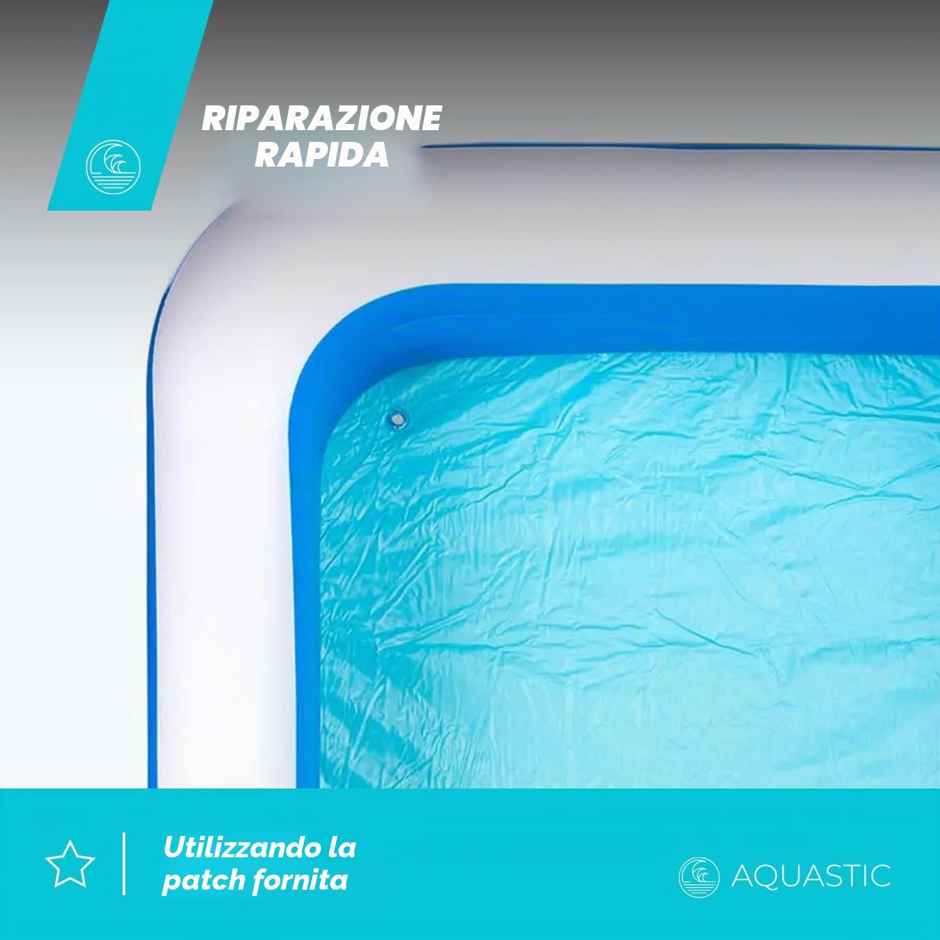 AQUASTIC Piscina gonfiabile per l'asilo, capacità 1160 litri, dimensioni 305 x 183 x 56 cm, in vinile, versatile, utilizzabile per tutta la famiglia, durevole, blu, AIP-305R