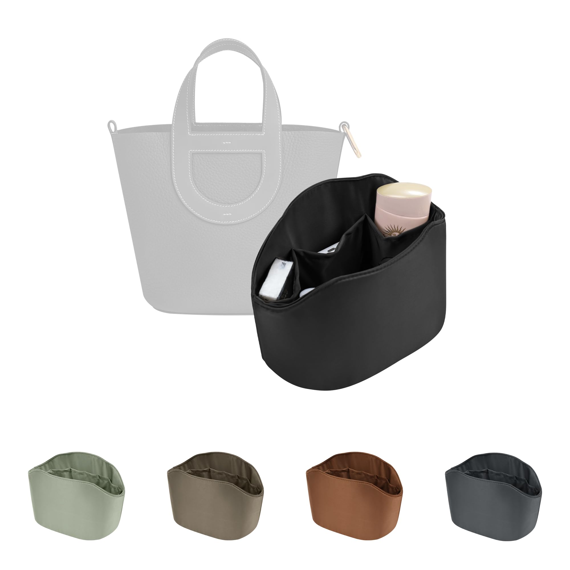 Purse Organizer Insert for In The Loop 18/23, Satin Bag Organizer Compatible with Hermes Bags, Lightweight Women Purse Essentials, Soft Touch Inner Liner with Multiple Pockets(Black, Loop 23)
