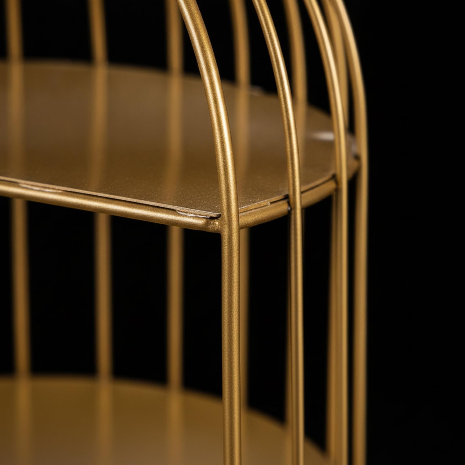 Alzata per Dolci Portatorta Vassoio Espositore in Acciaio Inox a Tre Ripiani Stile Gabbia con Manico Ad Arco Struttura , Nero , Stile Europeo, Design A Gabbia Per Uccelli A Tre Livelli