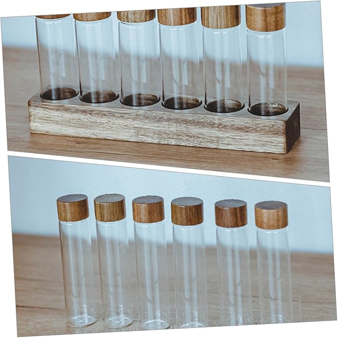 Tubos de almacenamiento para granos de café con soporte de madera miniatura 4