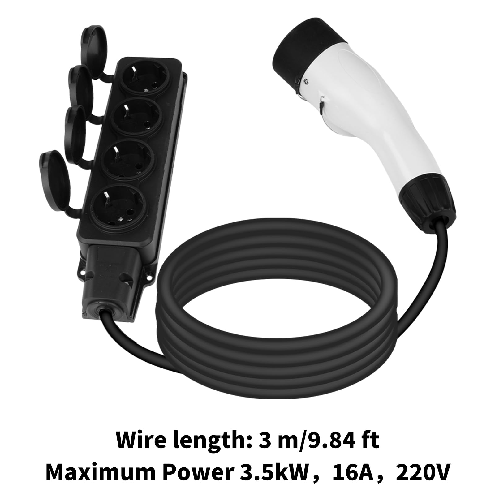 Cable de Descarga para Coche Eléctrico, Adaptador V2L de 30cm con 4 Enchufe UE Tipo 2, 16A 3,5 KW Enchufe de Cable de Descarga, Vehículo para Carga, Descargador para Descarga EV V2L