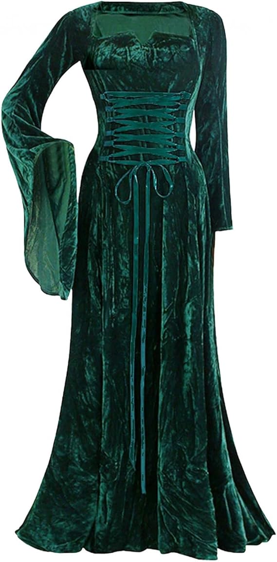 Amazon Co Jp ハロウィン ワンピース レディース Re Yue ハロウィンコス 魔女 レトロ風 中世ヨーロッパ 無地 ロングワンピース 大人用 チュニック ドレス コスチューム 衣装 洋服 パーティードレス イベント 文化祭 ホビー