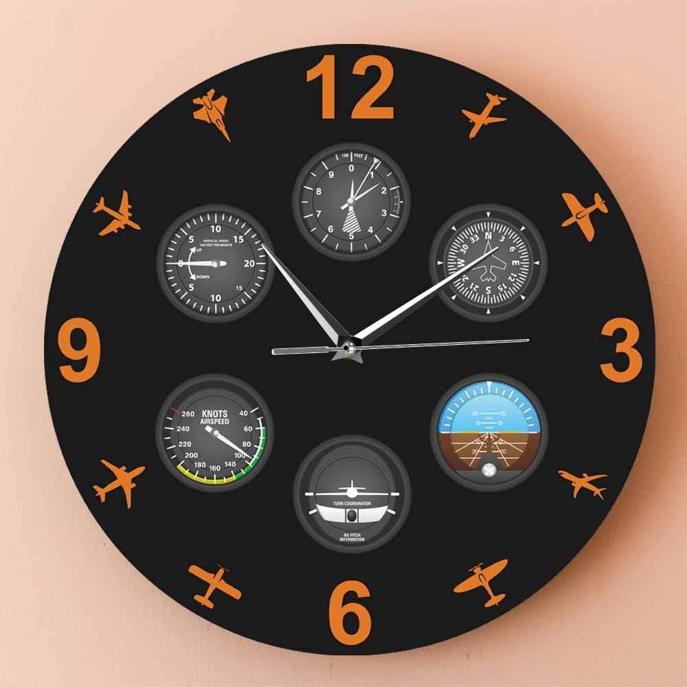 Flight Instrument Aircrafts Silent Wall Clock Aviation Aviator Wall Clock Modern Design Pilot Home Decor Gift