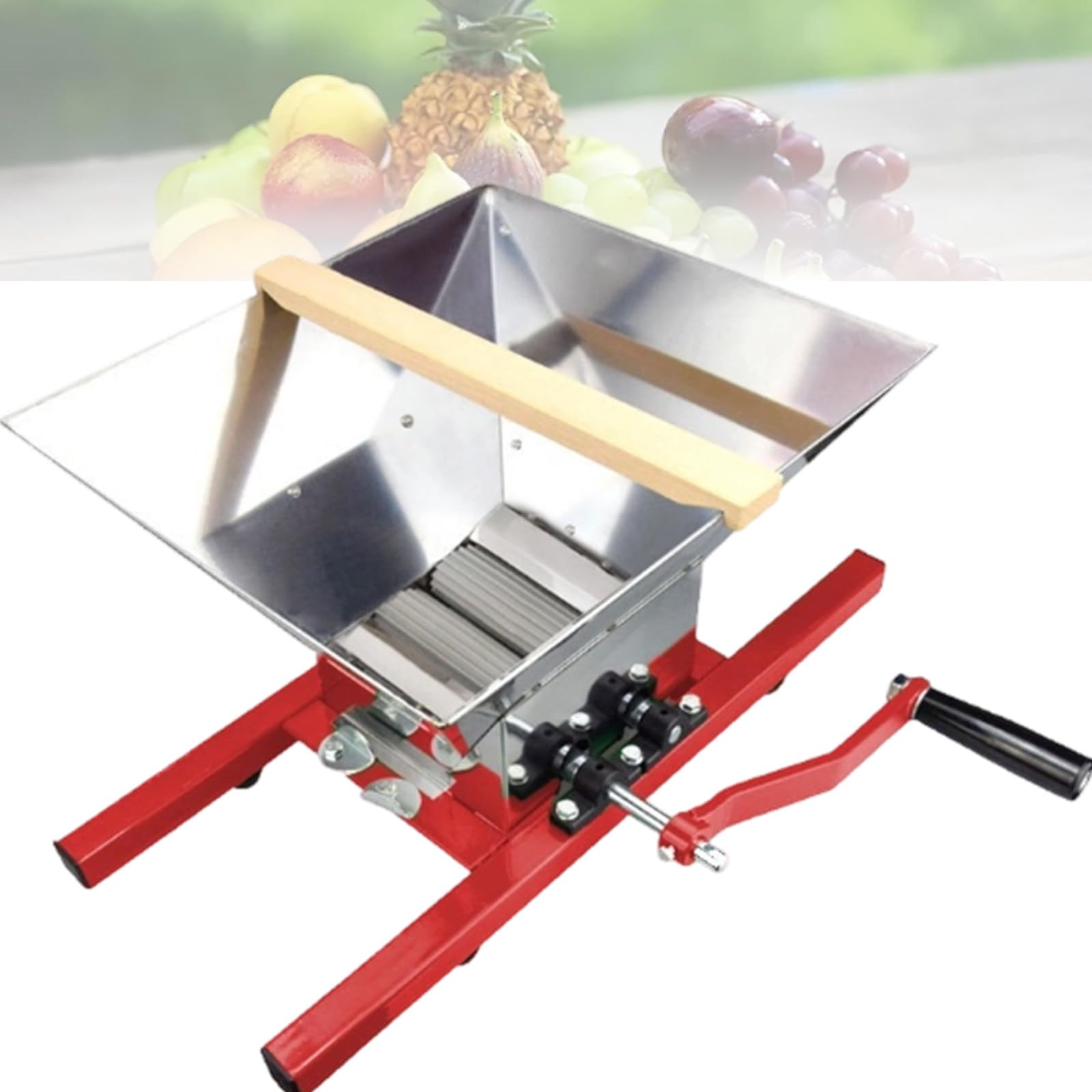 XygZythror Master Manual Fruit Crusher, Wine And Press With Juicing Roller, 7l Stainless Steel Fruit Crusher Portable Fruit Scratter Pulper Cider Pressing Red