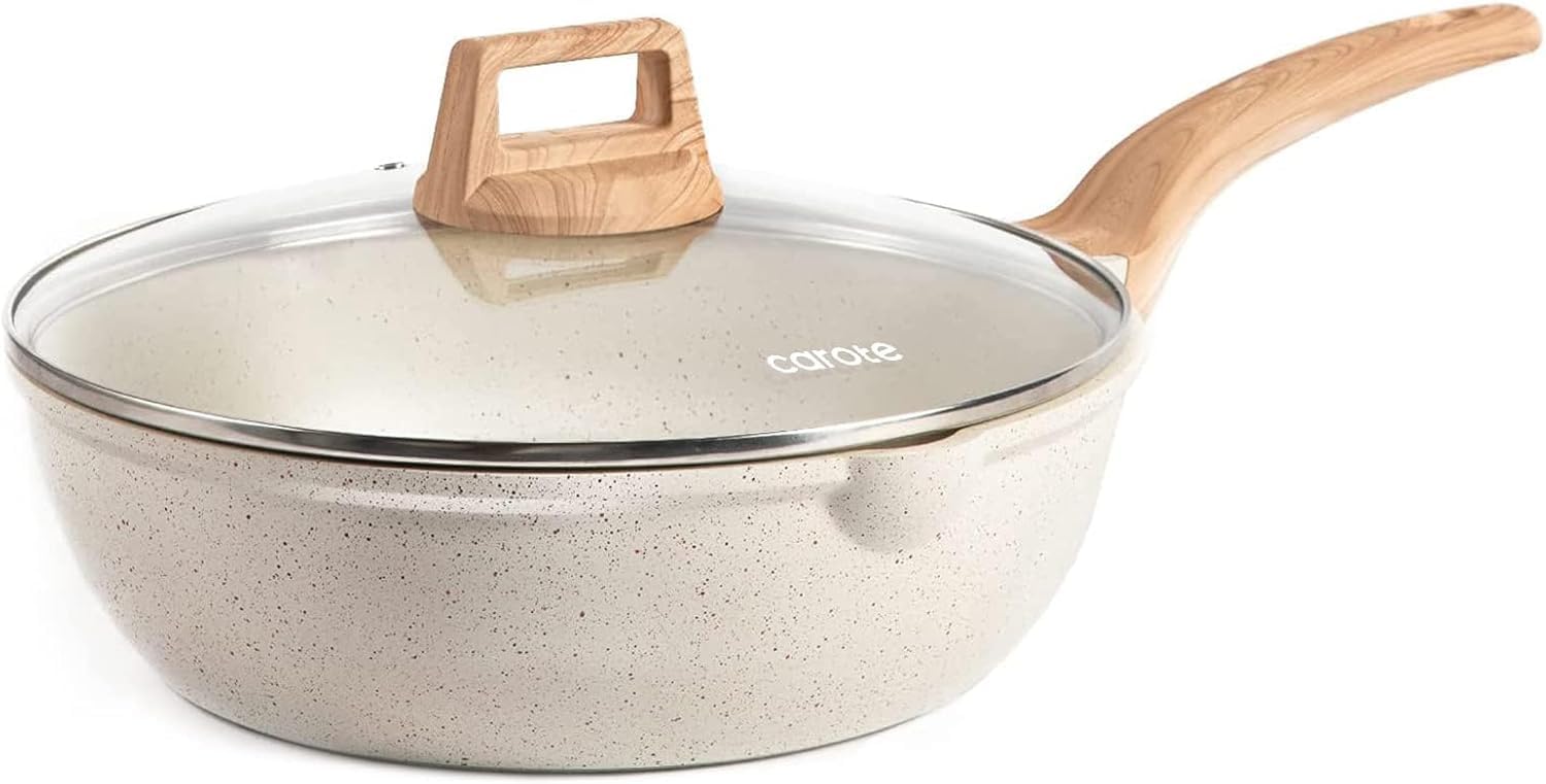 CAROTE 10Inch Nonstick Deep Frying Pan