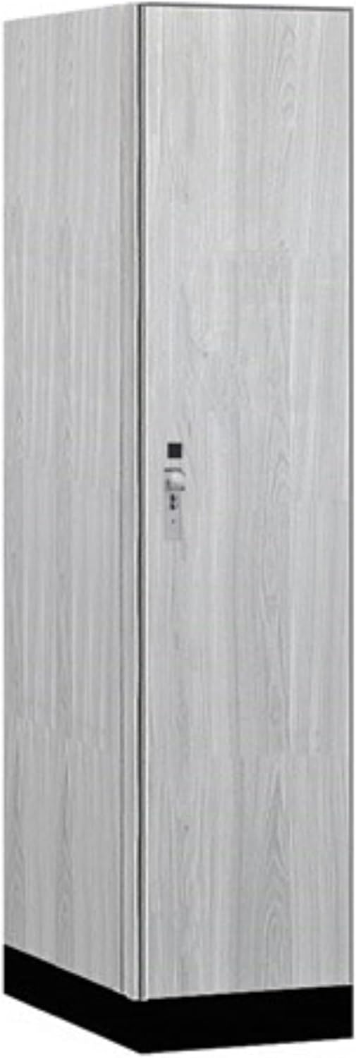 Salsbury 18" Wide Premier Wood Locker-Single Tier-1 Wide-6 Feet High-24 Deep-Silver Teak-Silver Hasps