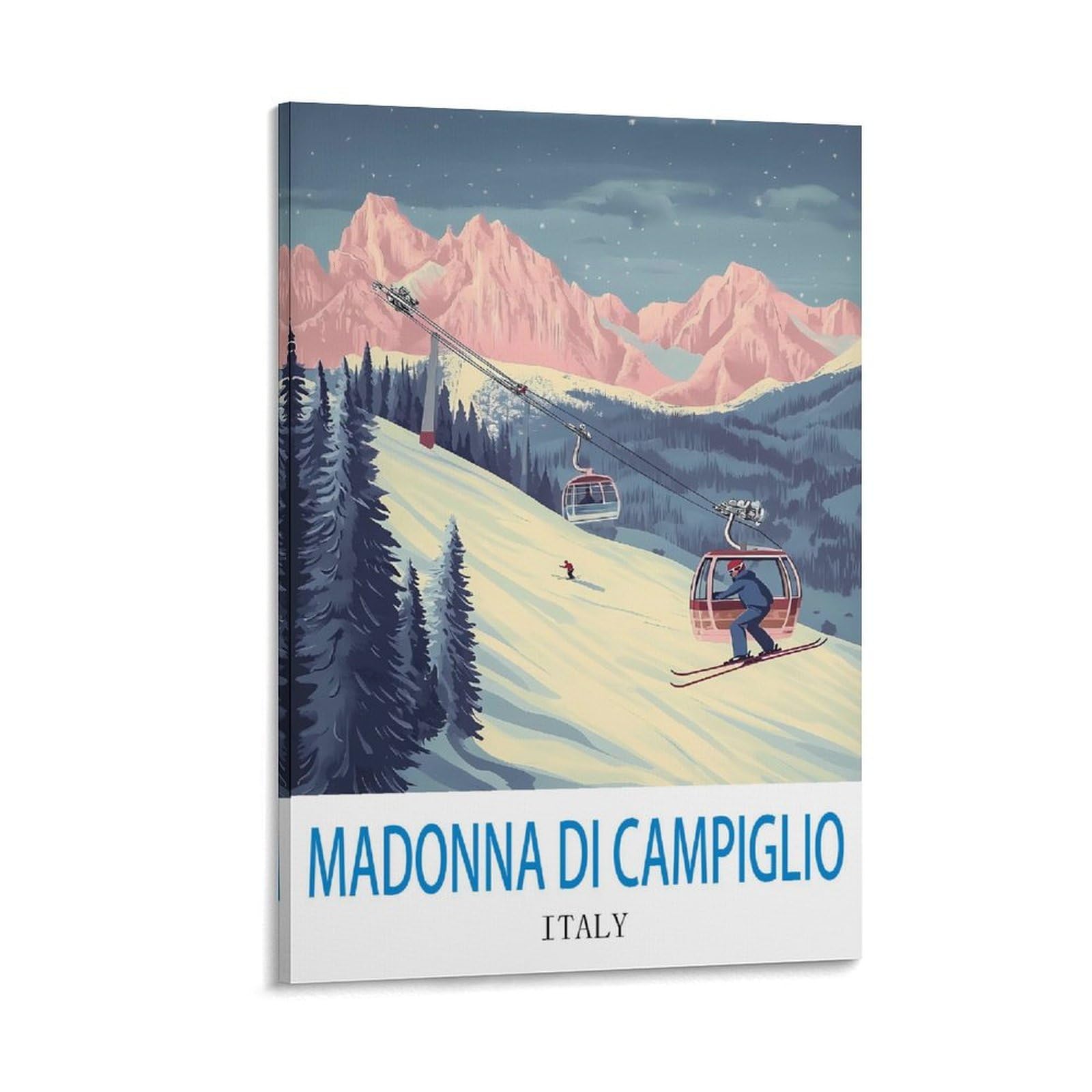 Ctzikww Frame-Style Madonna Di Campiglio Italy Vintage Travel Poster 12X18inch(30X45cm) Canvas Art Prints Picture Wall Art Painting