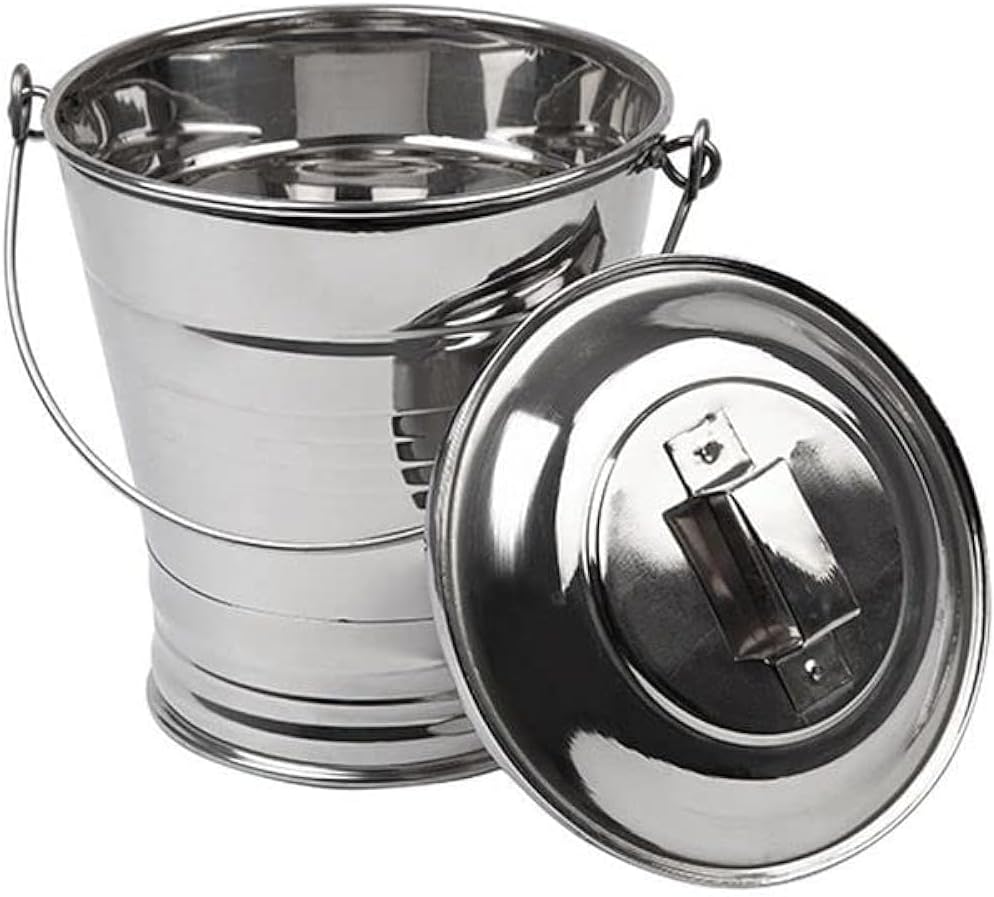 Ayda Stainless Steel Bucket With Lid Silver 3L