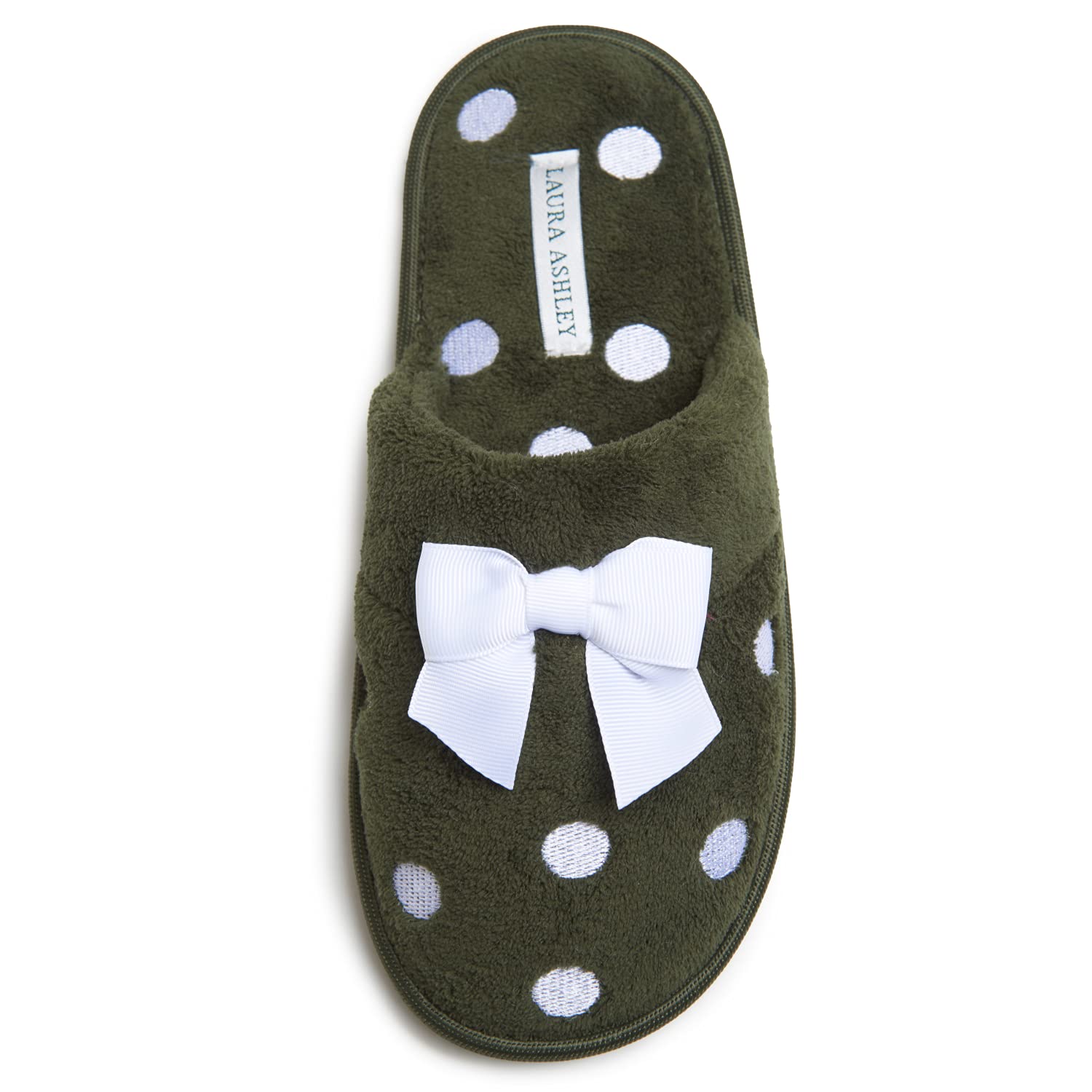 Laura AshleyLadies Embroidered Soft Terry Scuff Slipper