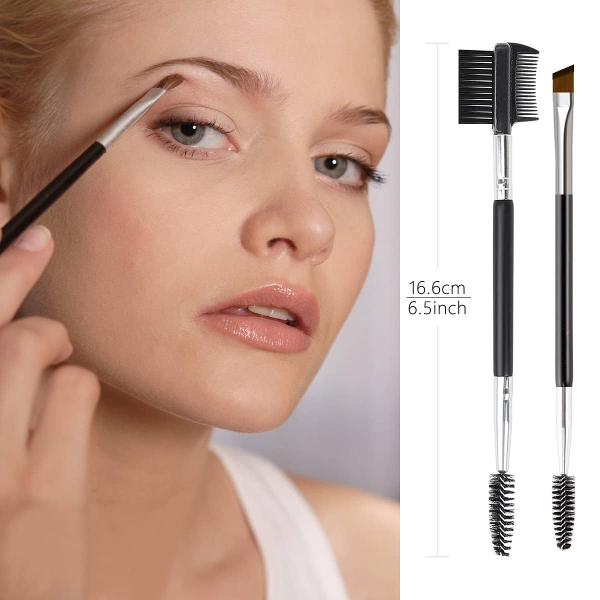 Prosopyare EyebrowBrush Professional Double-Ended Angled EyeBrowBrush and SpoolieBrush, Double Head Brush, EyeBrow Powders, Shaping EyeBrow & Lashes - Image 3 thumbnail