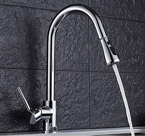 Kitchen Sink Faucet for Bar Farmhouse Commercial, Kitchen Faucet Mixer, Pull Out Kitchen Tap, Single Handle Single Hole 360 Rotate, Copper White/ Nickel/Gold Swivel Sink Mixer Tap ( Color : Black )