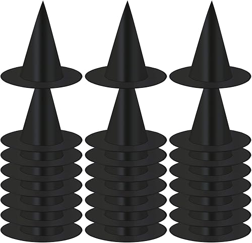 Elcoho 24 piezas de sombrero de bruja de Halloween, accesorio de disfraz para decoración de bruja o fiesta de Navidad de Halloween, color negro