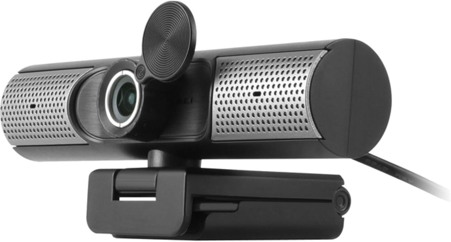 Aluratek HD 1080P Webcam, USB-C/USB-A, w/Built-in Speakers & Mic,Black,AWCS06F