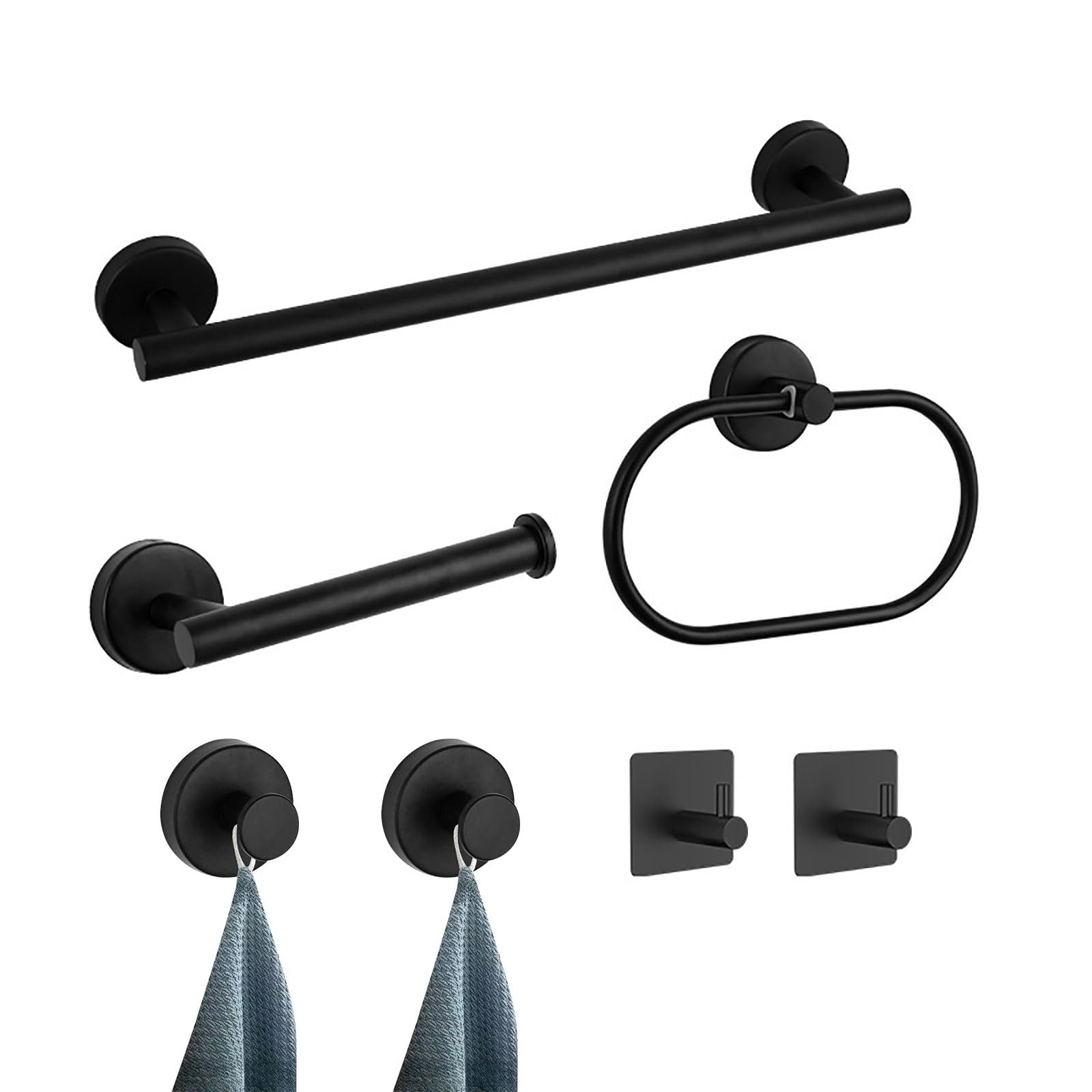 Elnwnnkc Black Bathroom Hardware Set Towel Rings Holder Robe Hook Stainless Steel Hardware Accessories Enduring Towel Rack