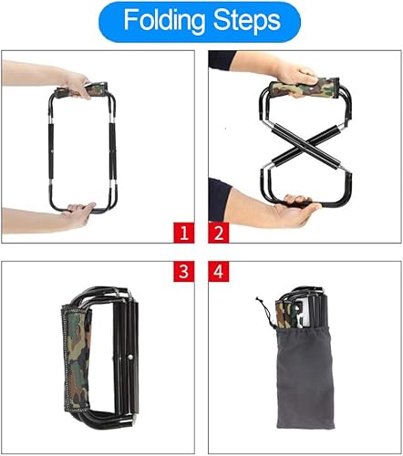 Miniatura 6 de Mini taburete plegable portátil, taburete de pesca para adultos, pesca, senderismo, jardinería y playa, con bolsa de transporte, soporta hasta 450