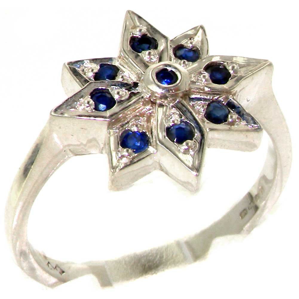 925 Sterling Silver Real Genuine Sapphire Womens Band Ring