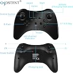 OSTENT Extension Wireless Pro Controller Compatible for Nintendo Wii U Gamepad Console Color Black