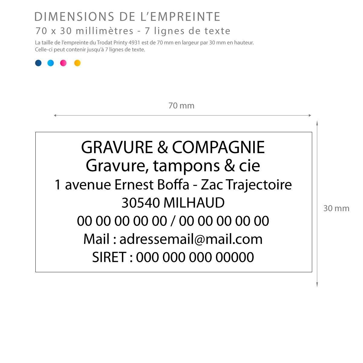 Trodat Printy 4931 - Professioneller Selbstfärbestempel mit 7 Zeilen zur Personalisierung – Textplatte 70 x 30 mm Inklusive (Rot)