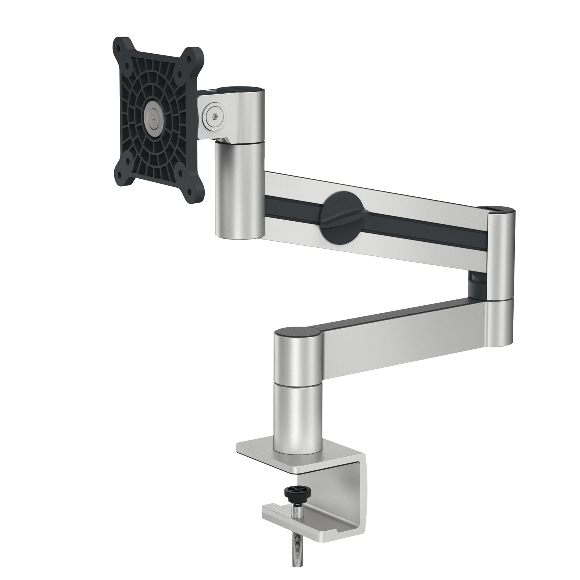 Durable 508323 Monitor Halterung mit Tischklemme, flexibler Schwenkarm 360° drehbar, für VESA Bildschirme 21-27", silber