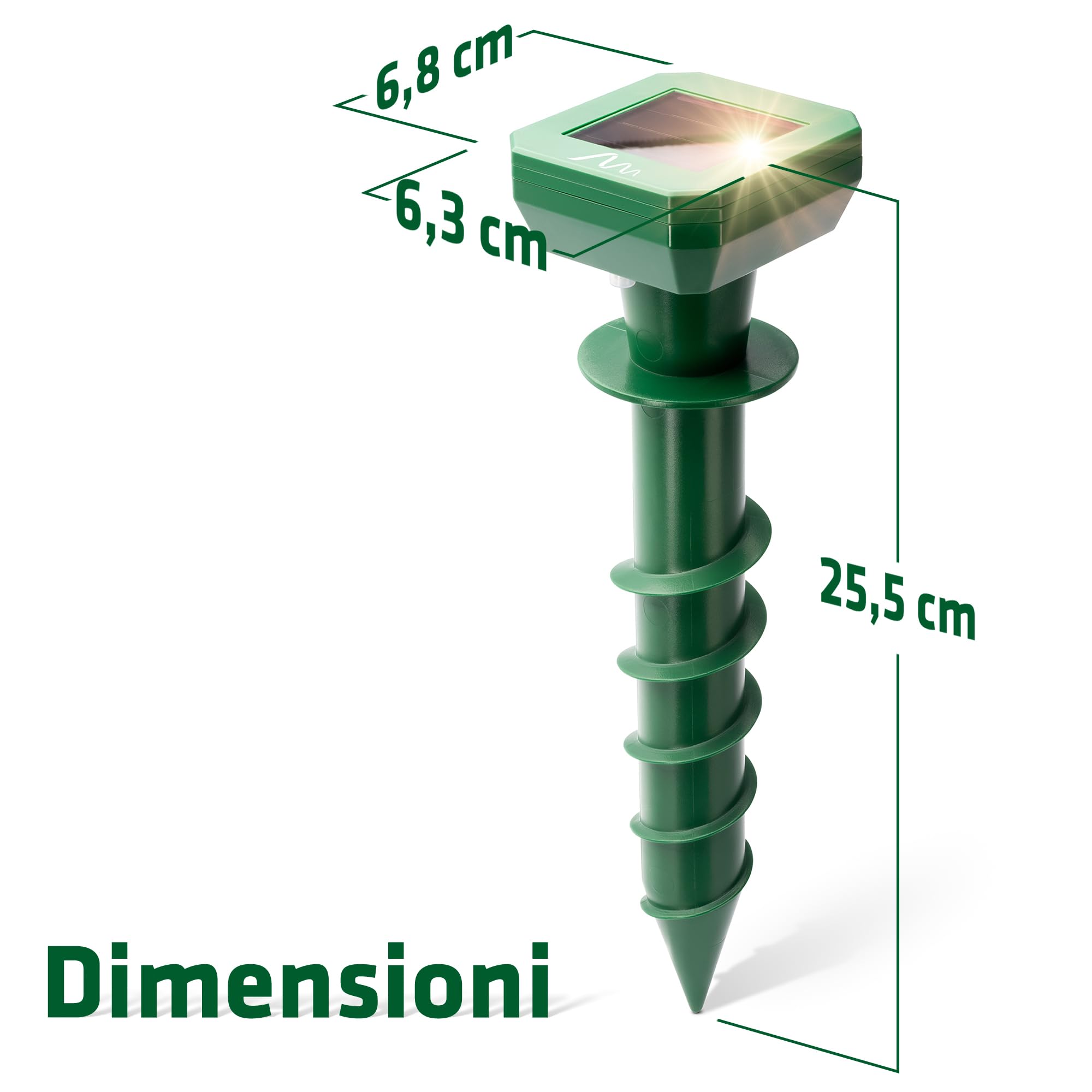 Gardigo® 2X Dissuasori per Talpe | Dispositivo Solare con Segnale Acustico | Copertura Fino a 700 m² | Frequenza a Intervalli | Antitalpa da Giardino | Impermeabile IPX4 | Scaccia Talpe