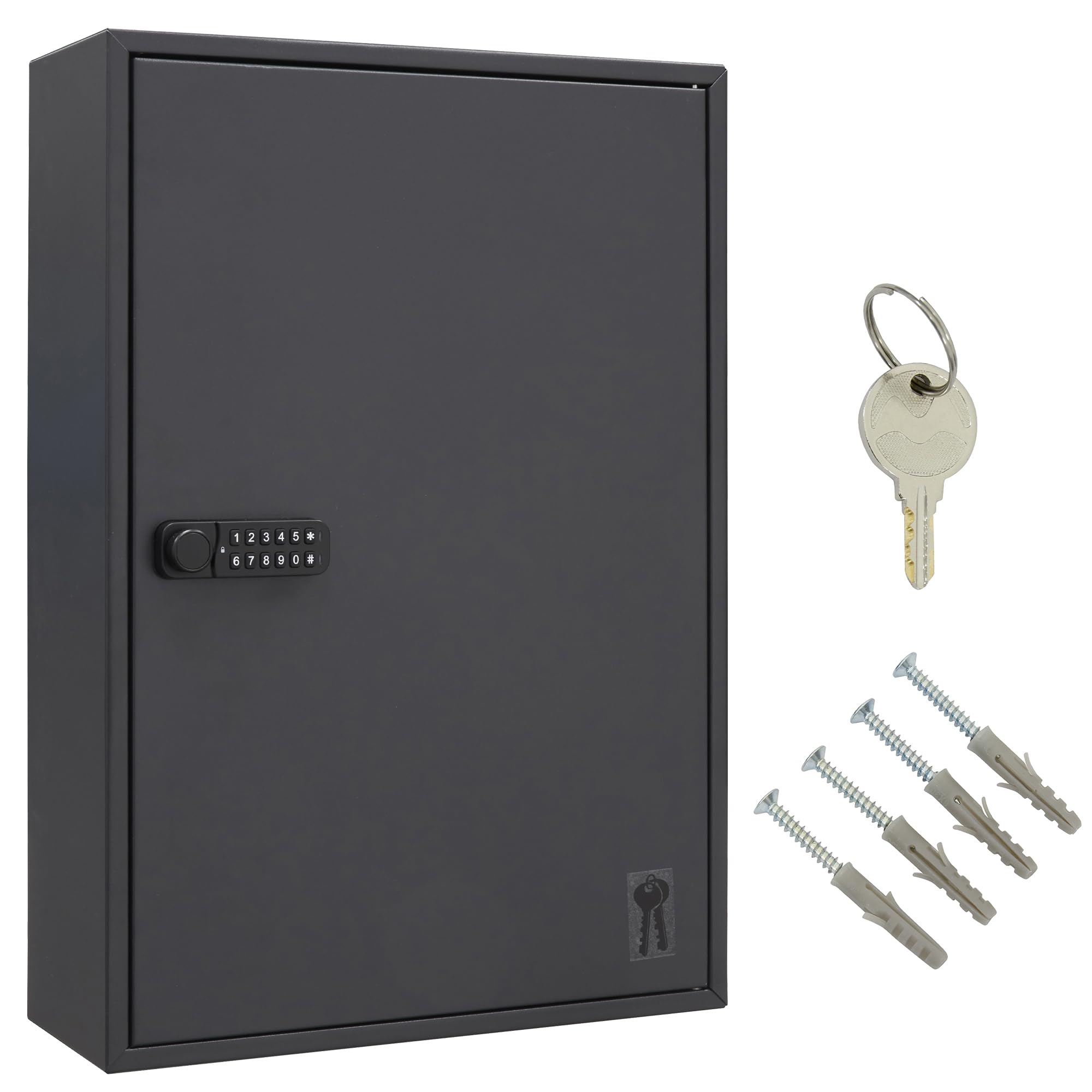 Arregui PL200EN Armario de Llaves con 200 Ganchos Regulables en Altura | Caja de Seguridad de Acero para 200 Llaves | con Cerradura Electrónica IP65 cón Códigos Programables | 55 x 38 x 14 cm | Negro