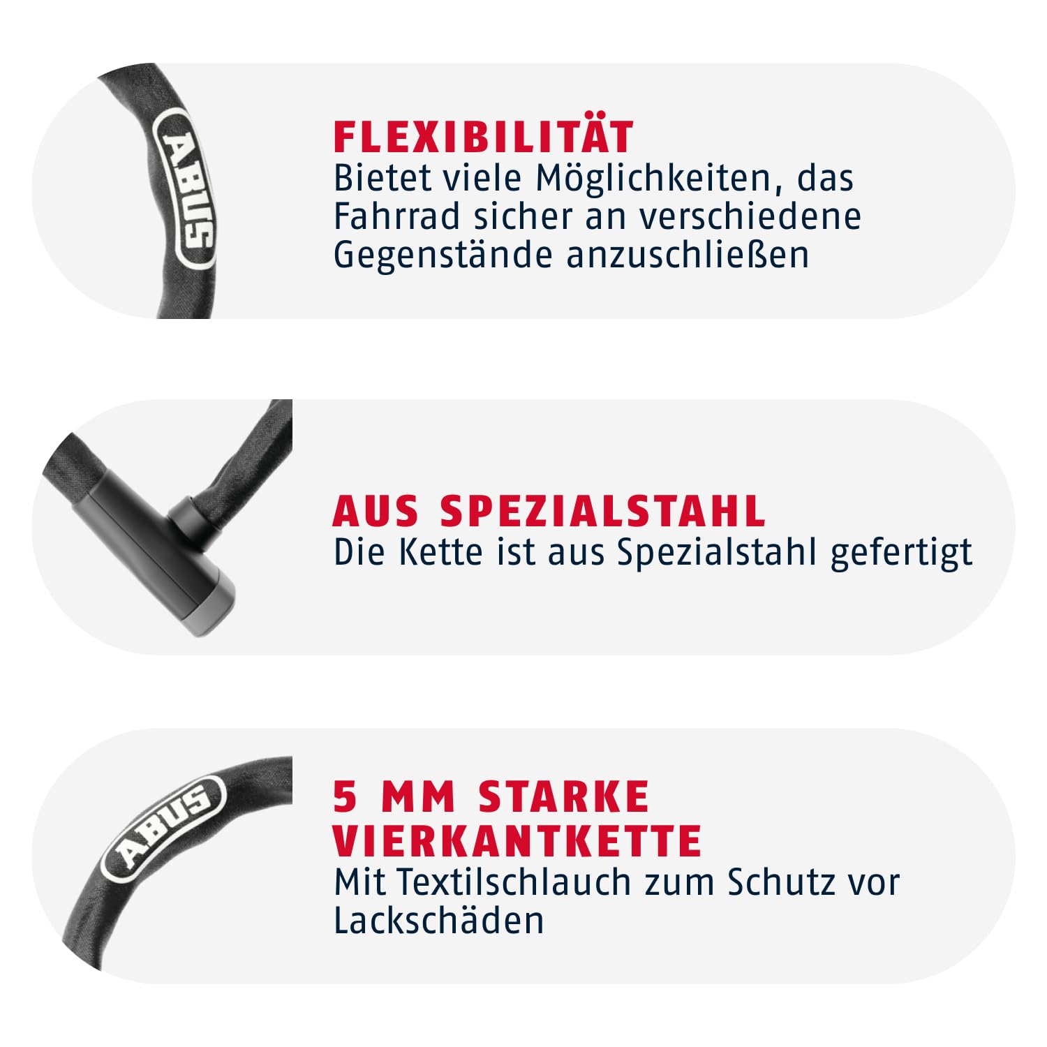 ABUS Kettenschloss Steel-O-Chain 5805K – Fahrradschloss aus Stahl – ABUS-Sicherheitslevel 5