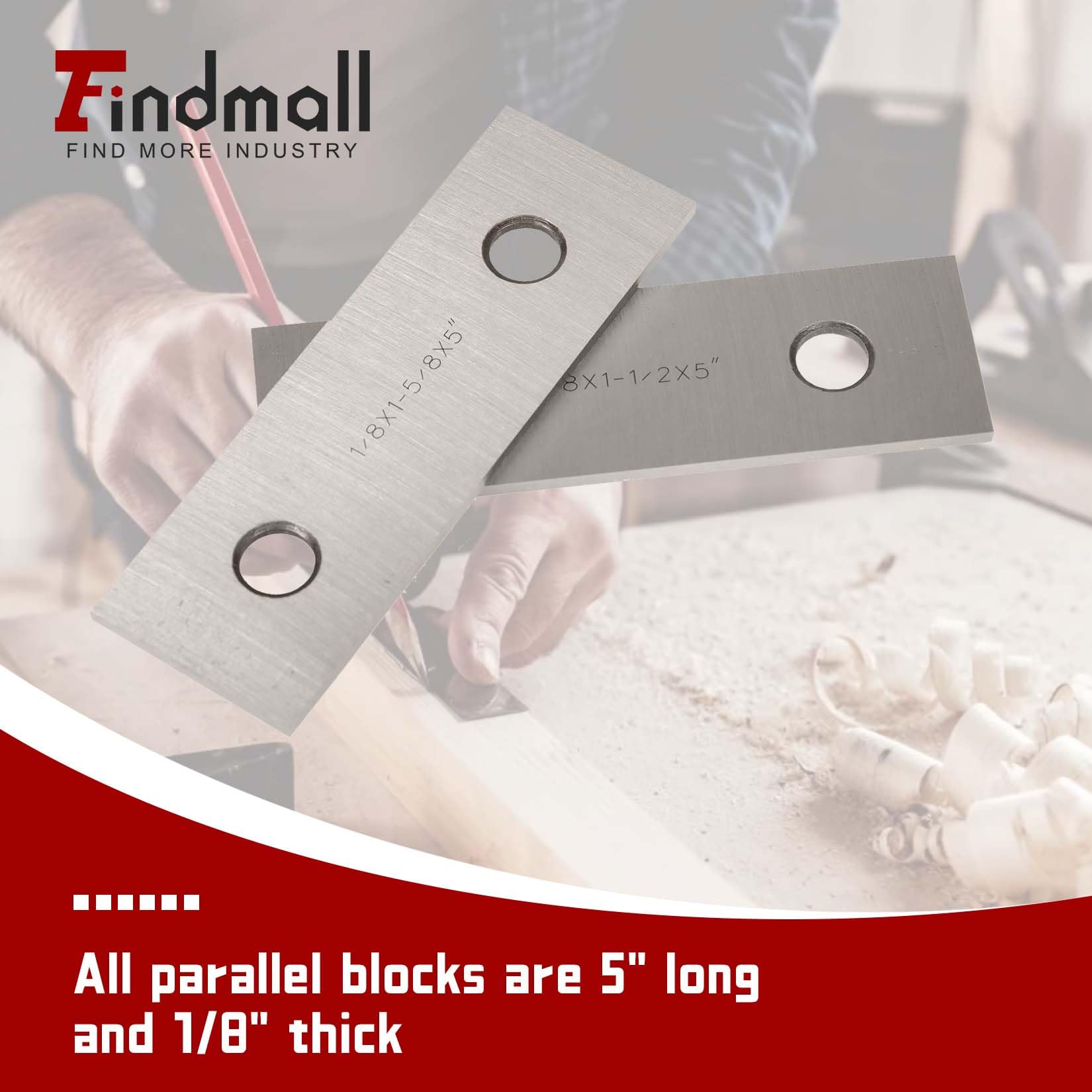 findmall Juego de 10 pares de herramientas de calibre endurecido 1/8 x 5