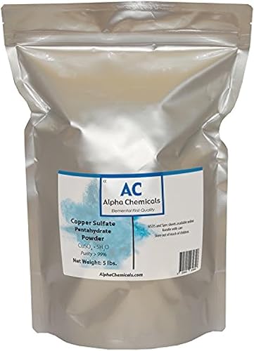 Alpha Chemicals Sulfato de cobre pentahidrato - 252 Cu - 5 libras - Fácil de disolver - Polvo