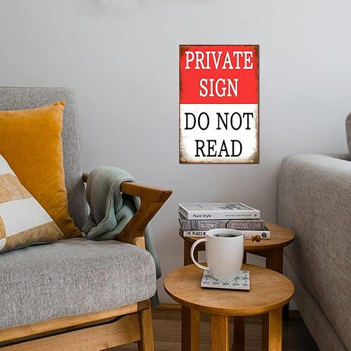 Miniatura 6 de Cartel vintage privado con texto en inglés "Do Not Read", con citas divertidas y amistosas, letrero de metal para regalo de lectura retro para