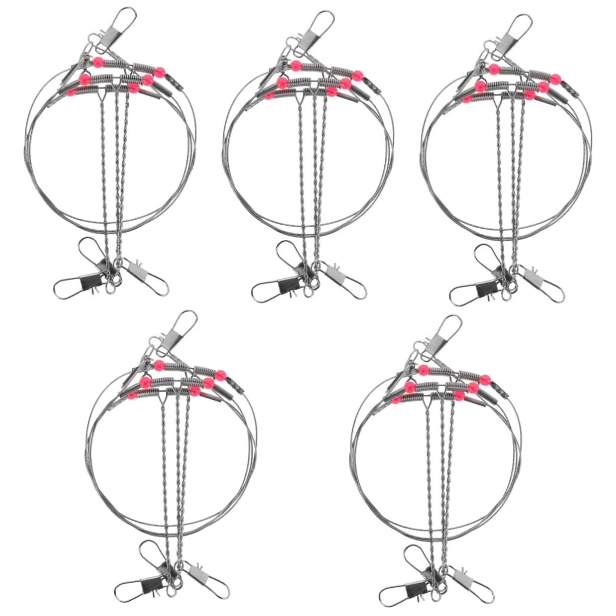 Balacoo 5 Sets Versatile Tackle Rigs Swivel and Fishing Hook Rigs Stainless Steel Wire Leaders
