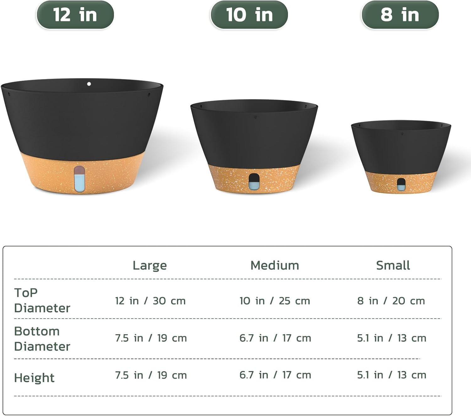 ZMTECH 2 Pack 12 Inch Hanging Planters for Indoor Plants, Large Gray Self Watering Hanging Planter with Water Level Window, Drainage & Adjustable Chain, Outdoor Flower Pots for Patio