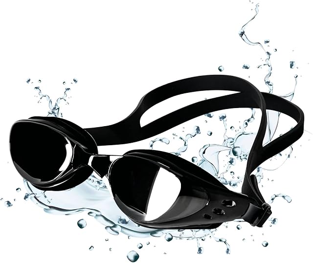 Juliyeh Swimming Goggles, Anti Fog Swim Goggles, Waterproof No Leak UV Protection Goggles, Clearview Mirrored, Soft Silicon Seal,Black Professional Swimming Goggles for Adult Men Women Junior Kids