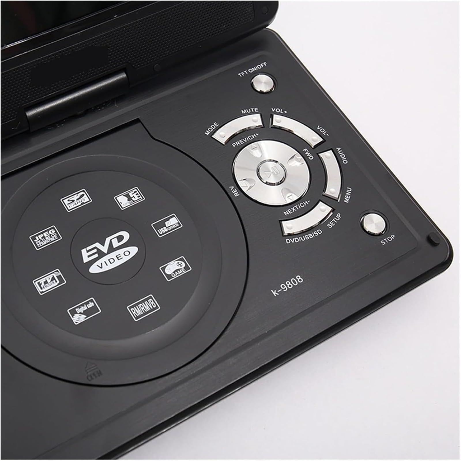 Lettore DVD portatile con schermo a libro, ricaricabile EVD Media Player con altoparlanti integrati, per viaggi in auto e uso domestico
