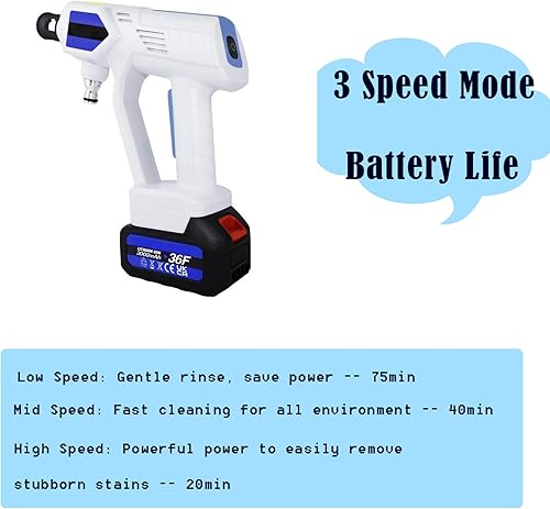 Miniatura 4 de Lavadora portátil de coche con 2 baterías recargables de 3000 mAh, cargador rápido, lavadora inalámbrica de alta presión para coche, máquina