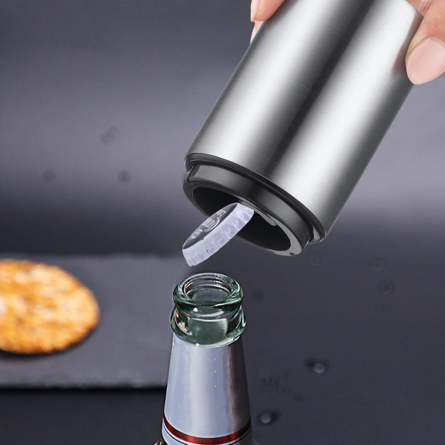 Paquete de 6 abrebotellas de cerveza de alta calidad (plateado), abrebotellas automáticos, abridor de cerveza de acero inoxidable, no daña la tapa de la botella, abrebotellas portátil para bares,