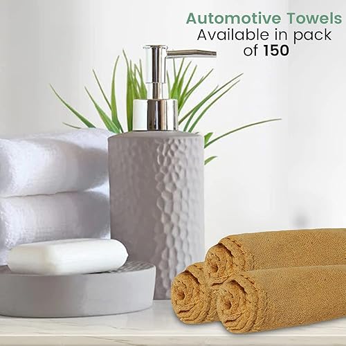 Miniatura 3 de Cotton Shop Towels Orange - Paquete de 150 paños de limpieza de 14 x 14 pulgadas, trapos absorbentes y toallas de limpieza multiusos para