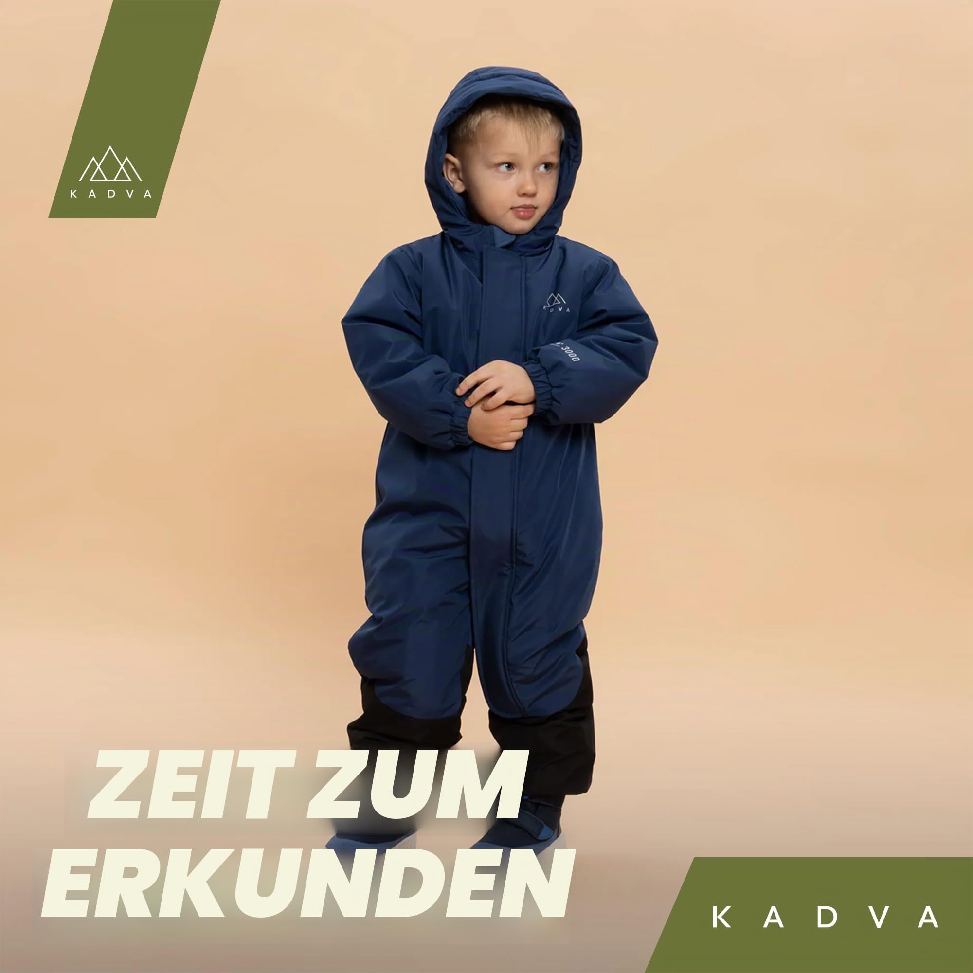 KADVA Kinder Skianzug KIKO Jr Ski Overall für Jungen Wasserdicht Winddicht mit Reflektoren und Kapuze Fleecefutter