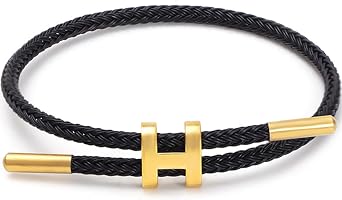 Simple Titanium Rope Steel Wire Bracelet with Adjustable Design Polished H Shape Buckle Bracelet Outdoor Casual Minimalist Fashion Gift for Women Men